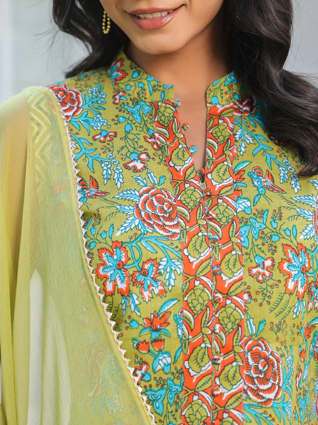 Janasya Bright Cotton Floral Straight Kurta Set | Swadesiicart