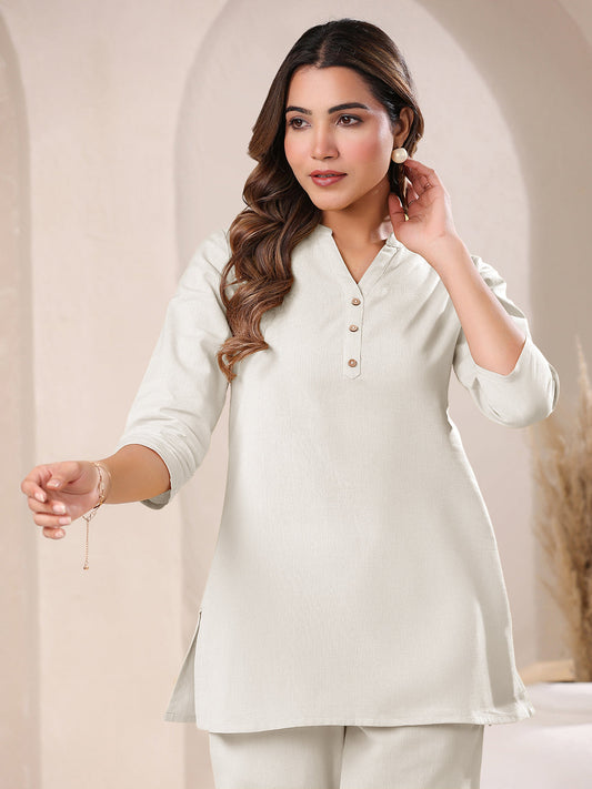 Janasya Light Cotton Solid Straight Top | Swadesiicart