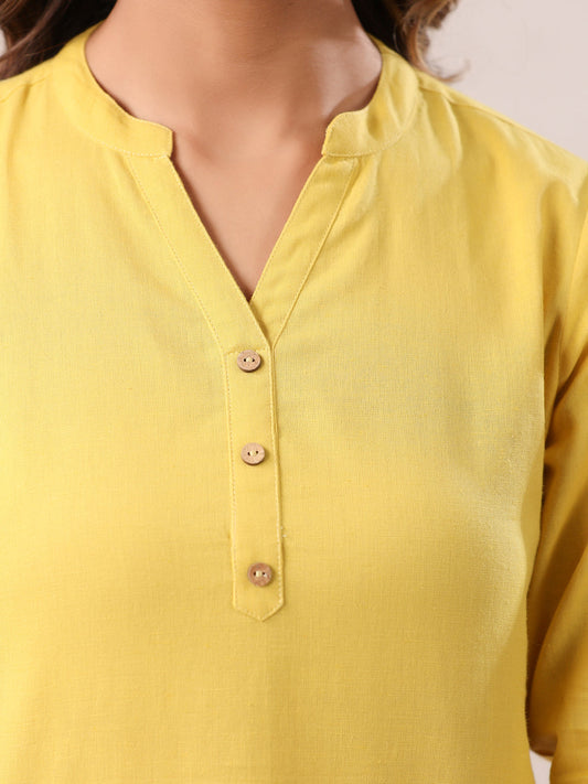 Janasya Light Cotton Solid A-Line Top | Swadesiicart