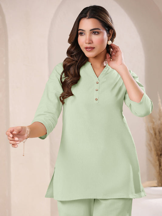 Janasya Light Cotton Solid Straight Top | Swadesiicart