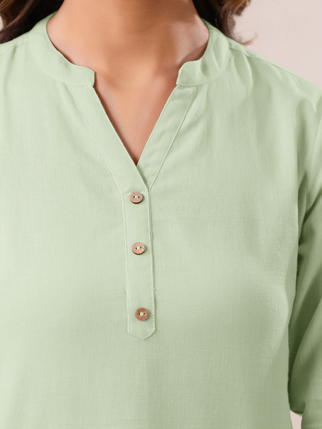 Janasya Light Cotton Solid Straight Top | Swadesiicart