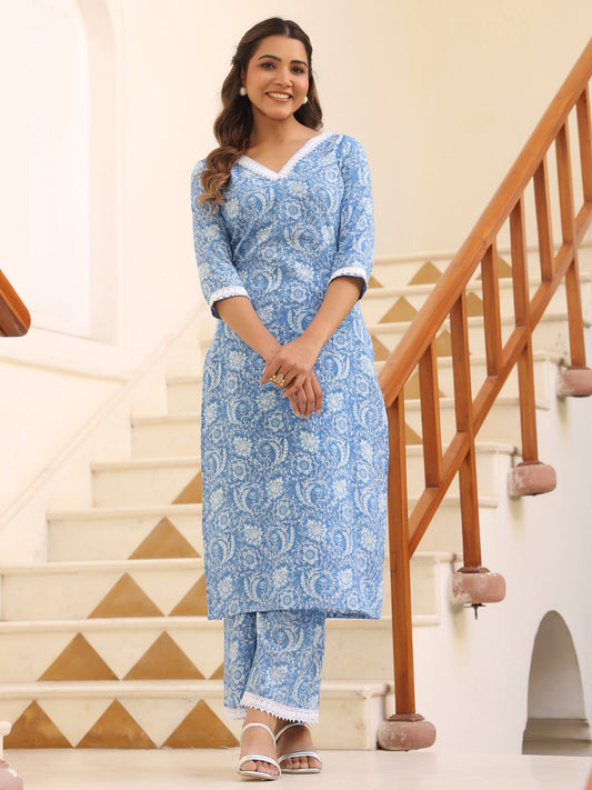 Janasya Bright Cotton Kalamkari Straight Kurta Set | Swadesiicart