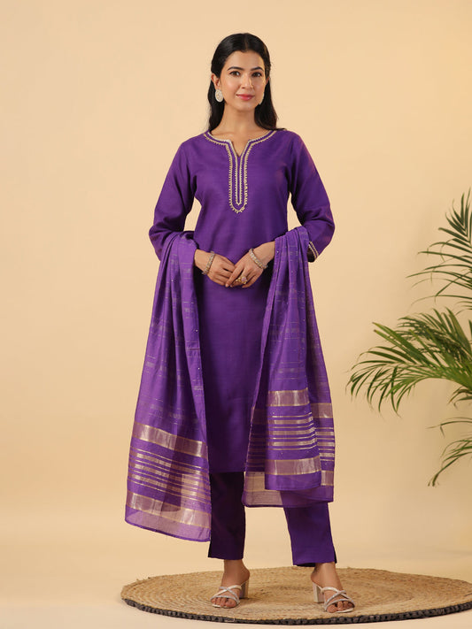 Janasya Bright Cotton Blend Solid Straight Kurta Set | Swadesiicart