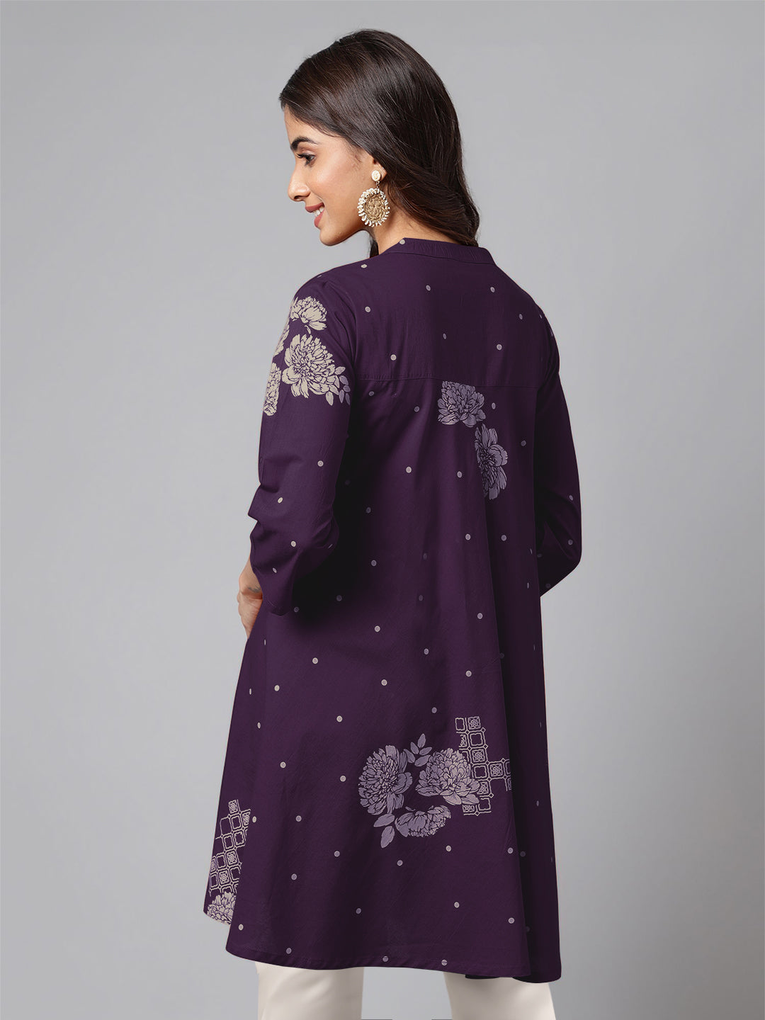 Janasya Bright Cotton Floral A-Line Tunic | Swadesiicart