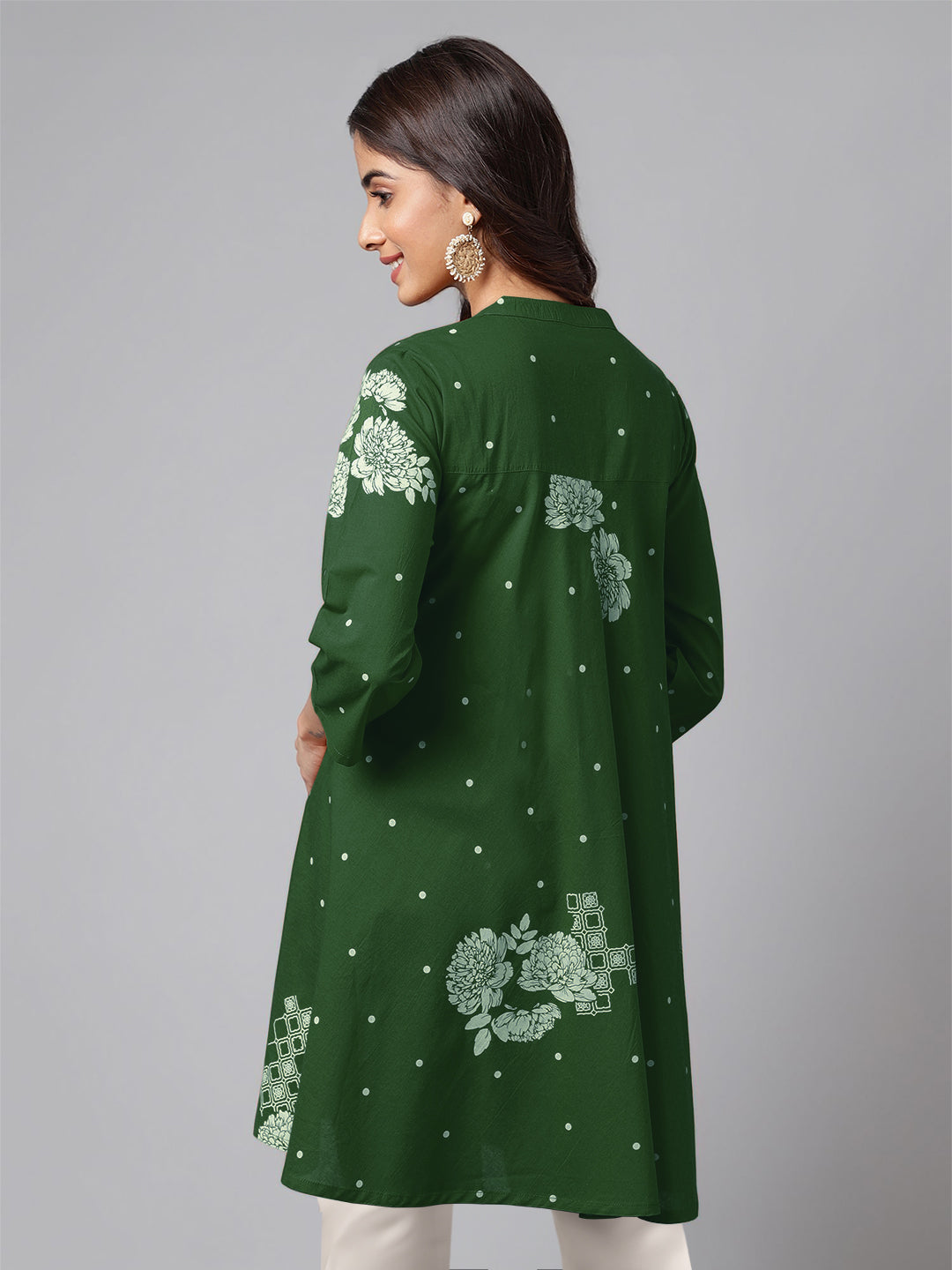 Janasya Bright Cotton Floral Flared Tunic | Swadesiicart