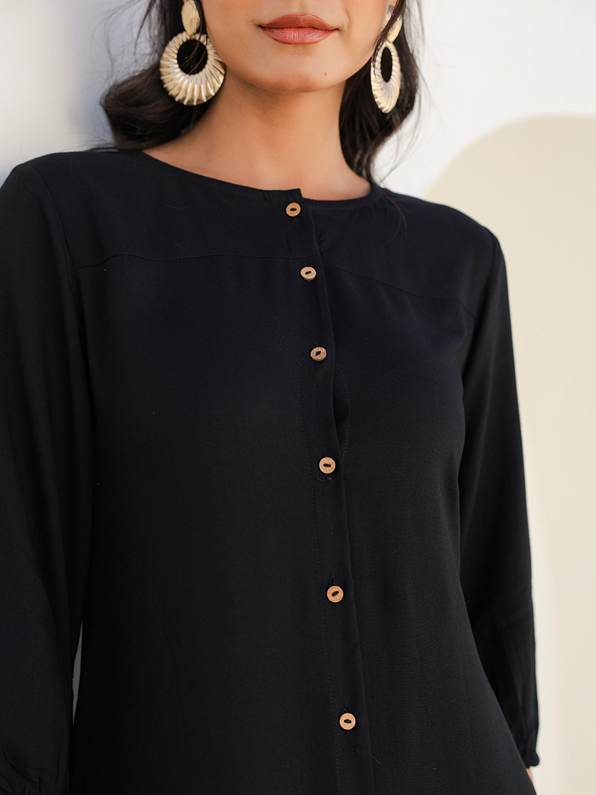 Janasya Dark Rayon Solid A-Line DRESS | Swadesiicart