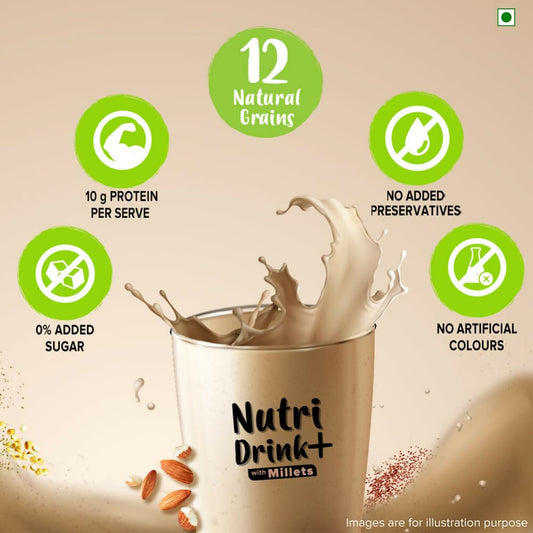 Tata Soulfull Nutri Drink+ With Millets, 0% Added Sugar - Almond Flavor | Swadesiicart