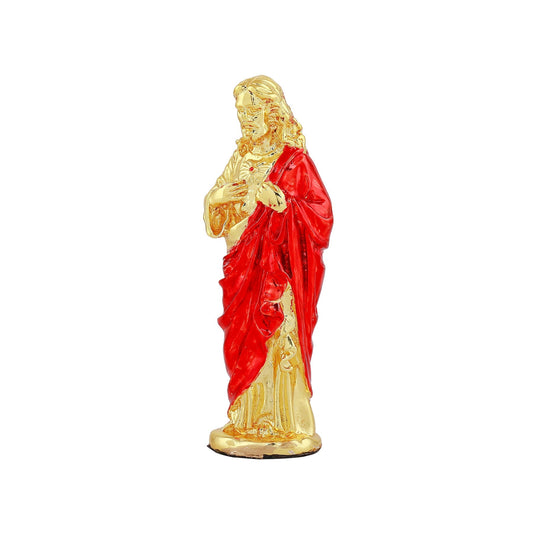 Estele Gold-Polished Almighty Jesus Christ Idol with Pink Color Stone Type:Enamel showpiece for Gifting/Home Decoration - Swadesiicart