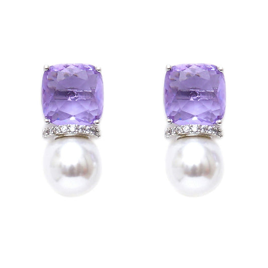 Purple Pearl Studs- Ruby Raang | Swadesiicart