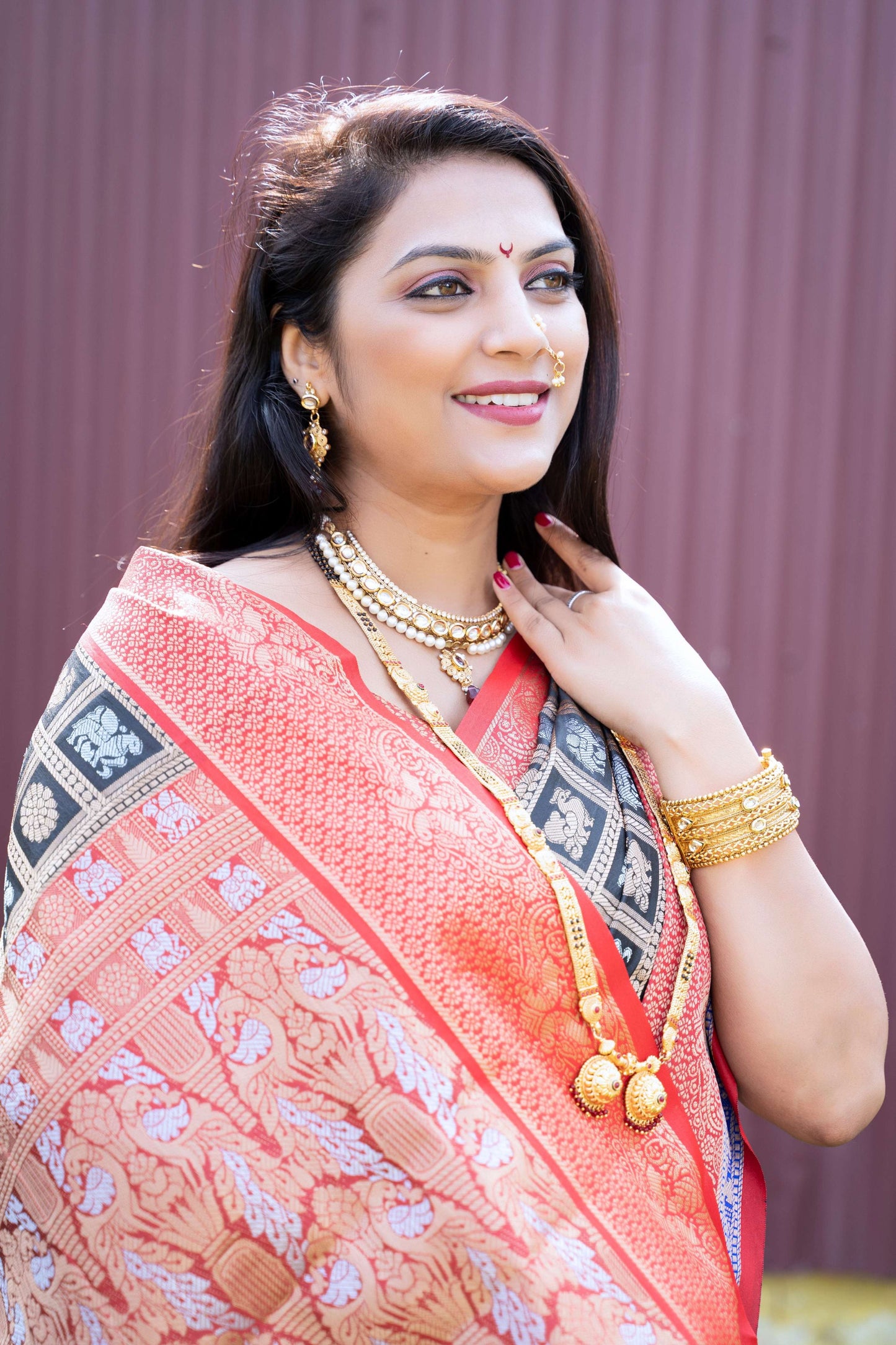 Jyoti Fashion Women's Black Kanchipuram Silk Zari Woven Saree with Blouse | Swadesiicart