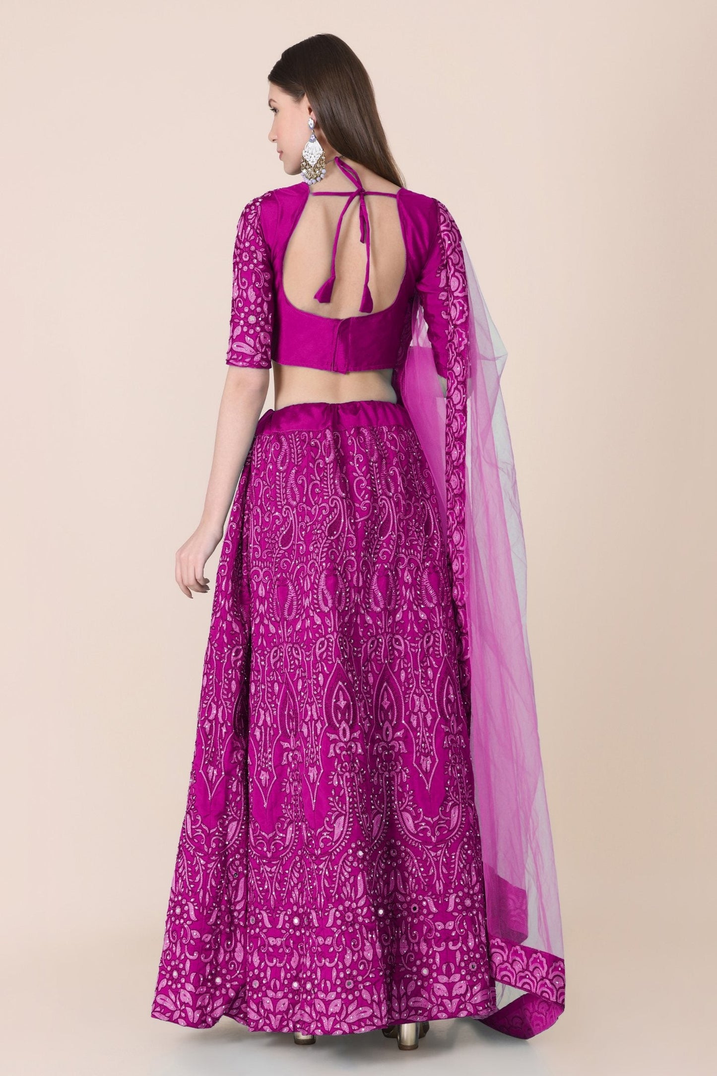Jyoti Fashion Women's Purple Taffeta Silk Thread Embroidered Designer Lehenga Choli Set | Swadesiicart