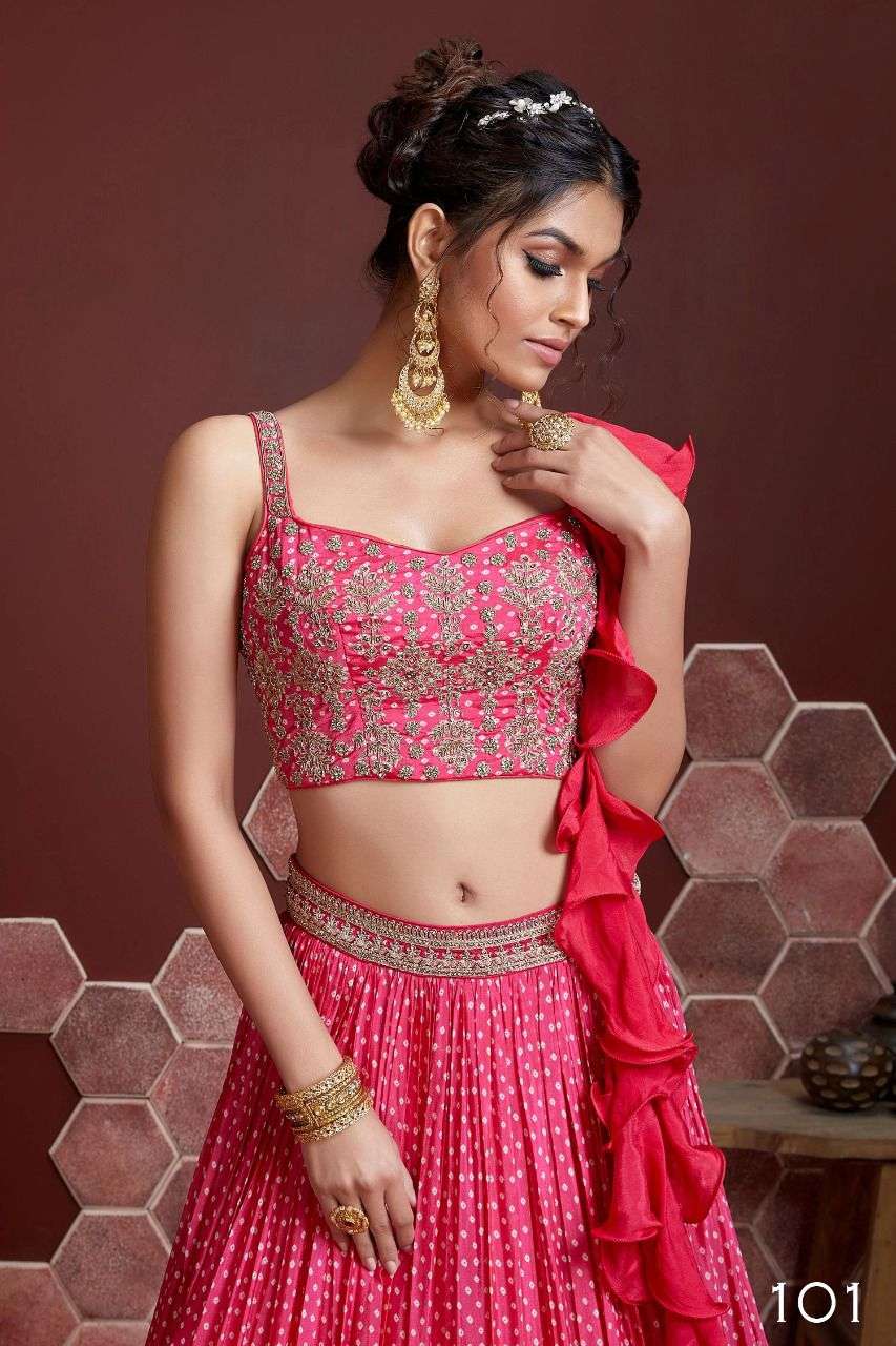 Jyoti Fashion Women's Pink Chinon Silk Digital Print with Heavy Embroidered Lehenga Choli & Dupatta
