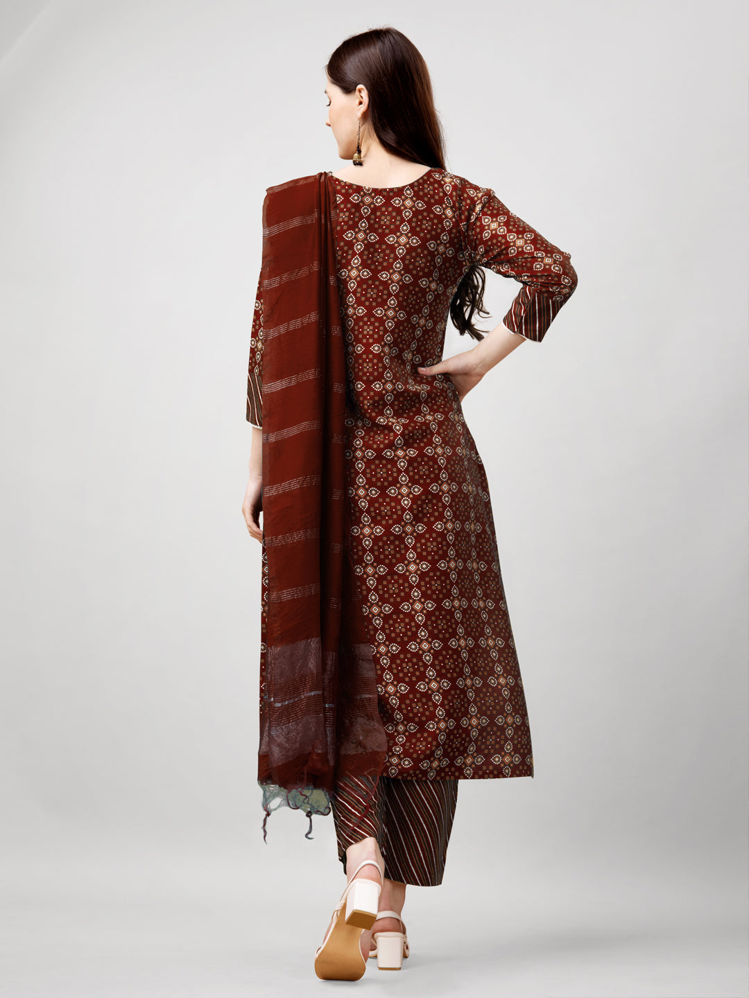 Jyoti Fashion Women's Maroon Rayon Printed with Embroidered Kurta Set | Swadesiicart