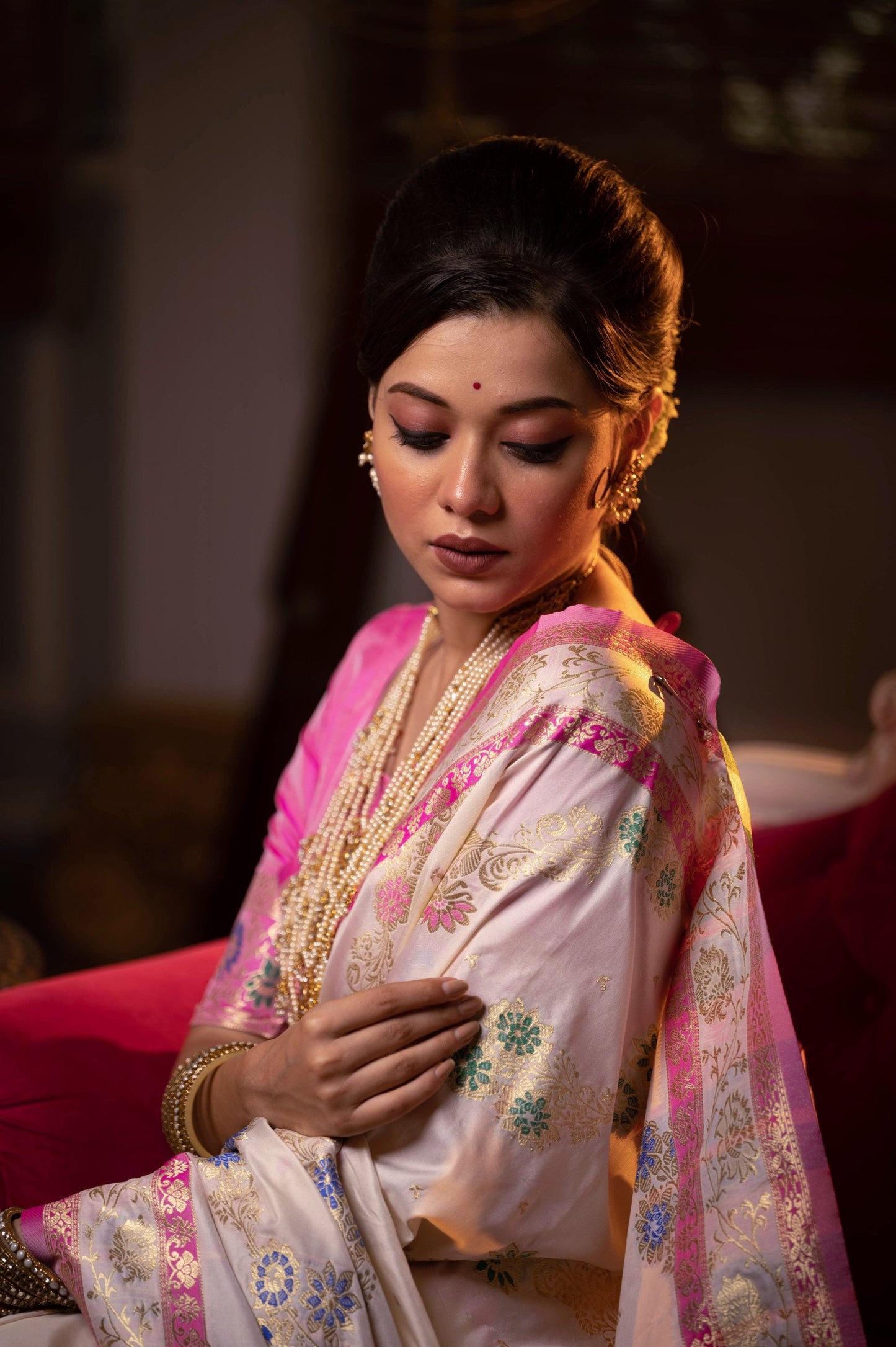 Jyoti Fashion Women's Off-White Soft Banarasi Silk Zari Woven Traditional Saree with Blouse | Swadesiicart