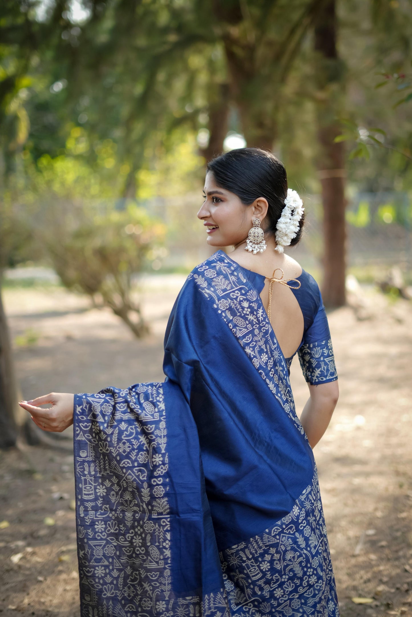 Jyoti Fashion Women's Blue Handloom Raw Silk Weaving Designer Saree with Blouse | Swadesiicart
