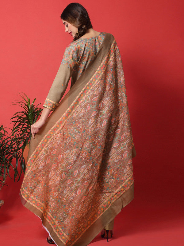 Jyoti Fashion Women's Brown Cotton Digital Printed Festive Wear Designer Straight Suit Set | Swadesiicart