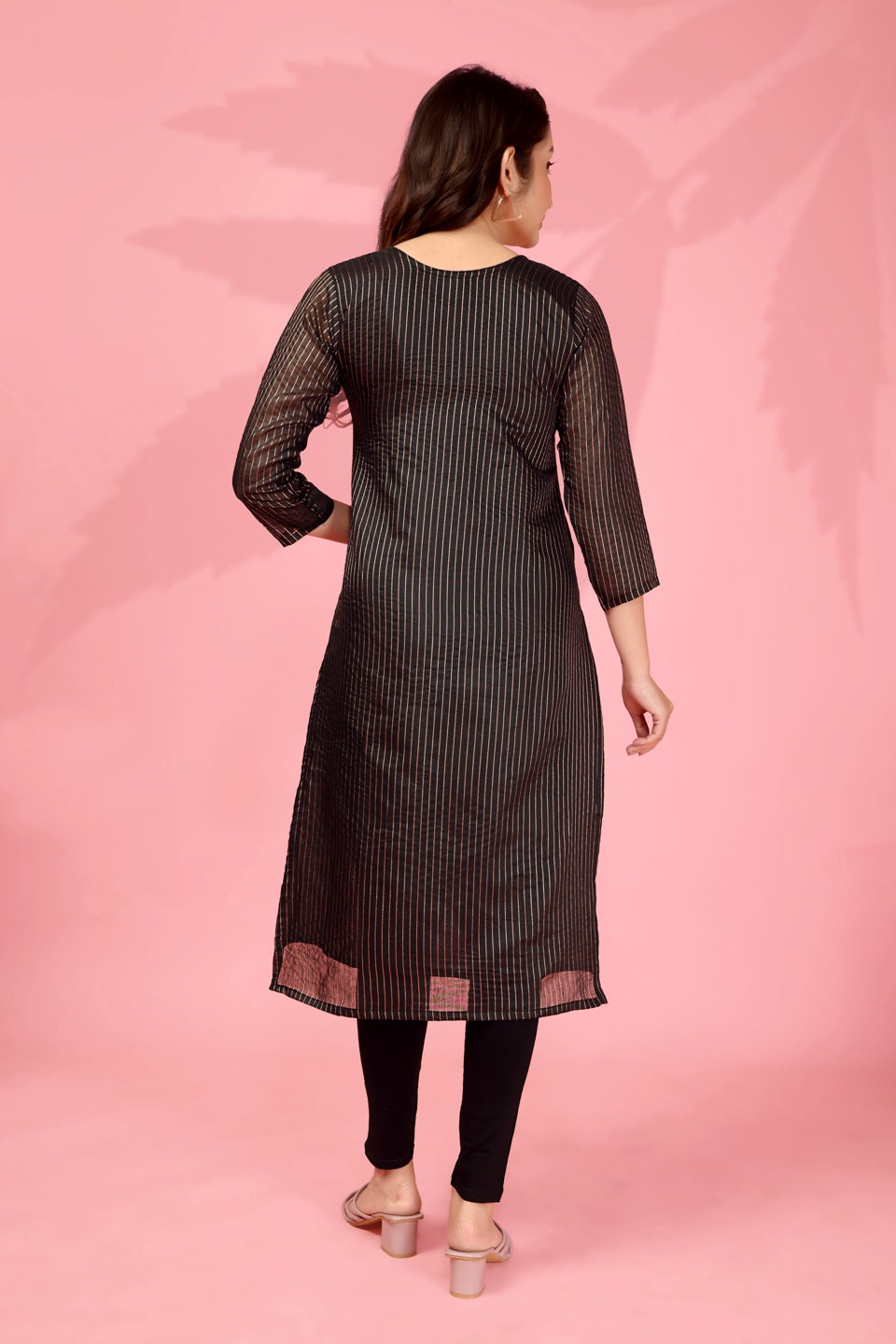 Jyoti Fashion Women's Black Kanchi Cotton Lining Zari Woven Designer Kurti Only | Swadesiicart