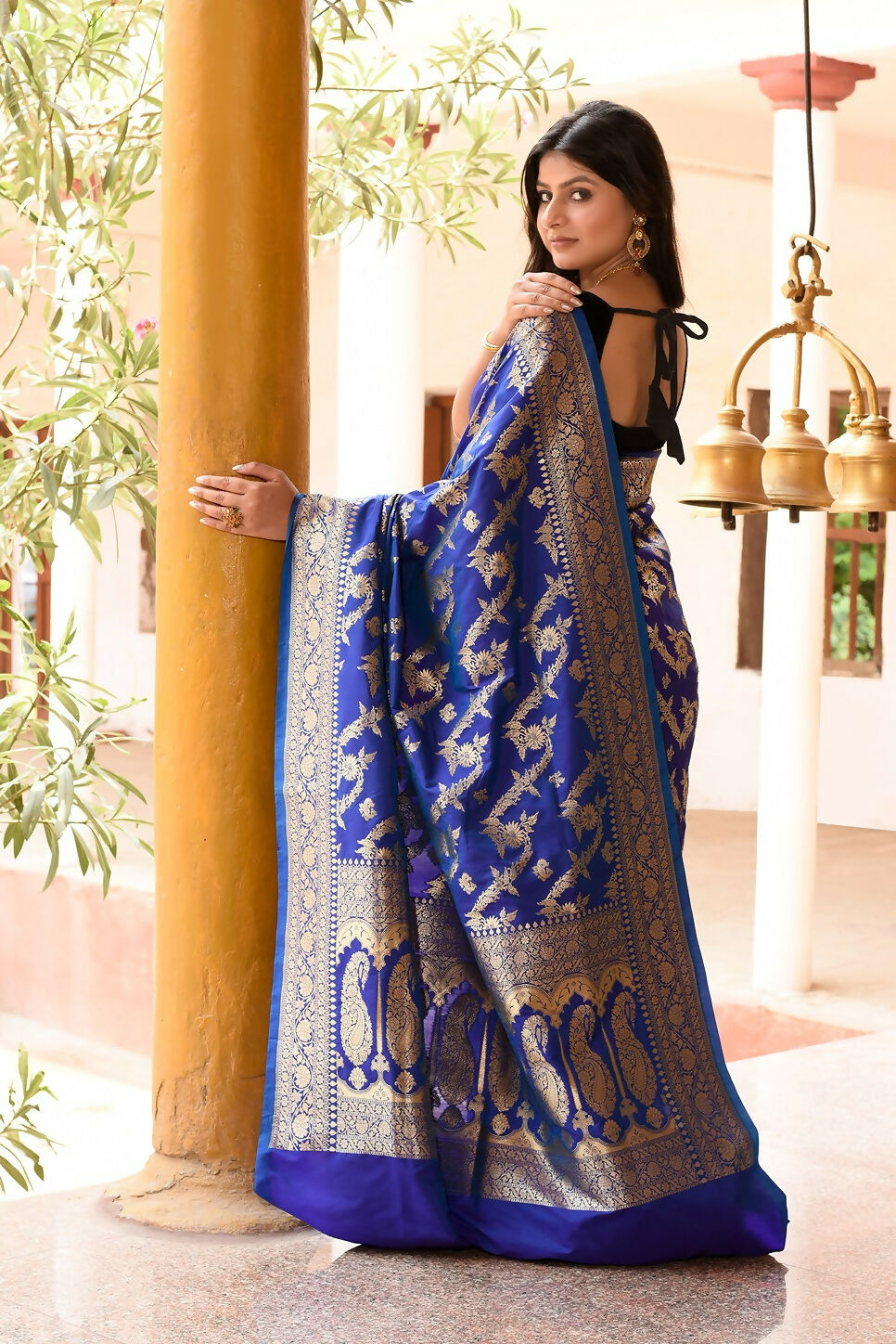 Joban Fashion Ink Blue Banarasi Soft Pure Handloom Banarasi Silk Saree | Swadesiicart