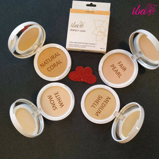 Iba Perfect Look Long Wear Mattifying Compact SPF 15 - Snow White - Distacart