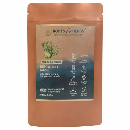 Roots and Herbs Neem and Fennel Depilatory Ubtan for Hair Removal - Swadesiicart