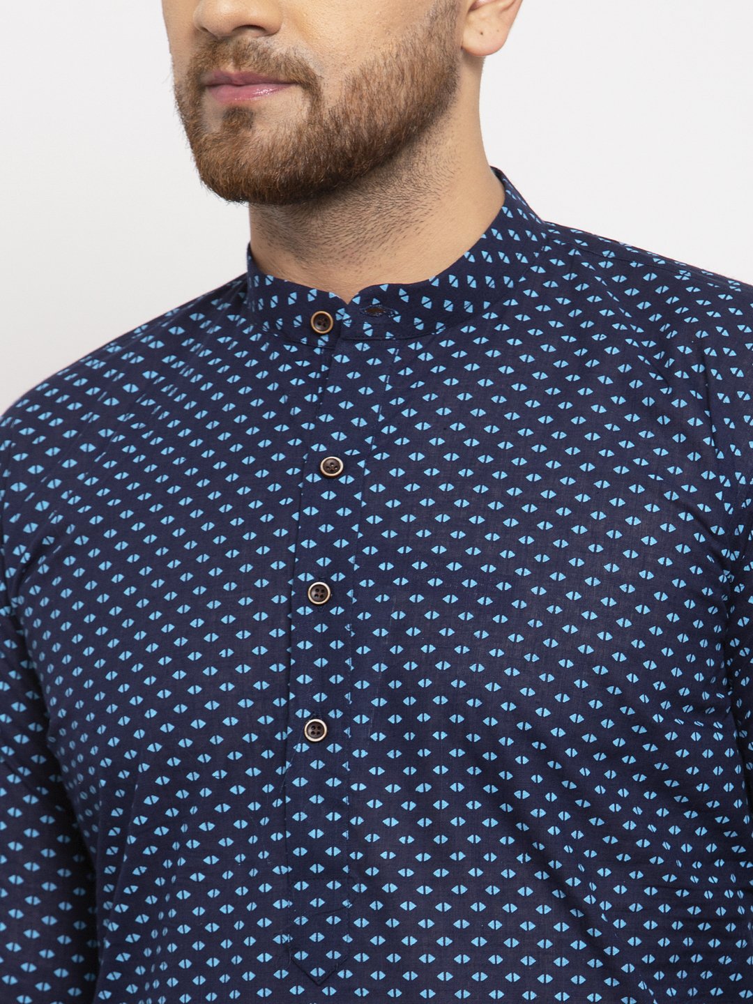 Jompers Men Blue Cotton Printed Kurta Only | Swadesiicart