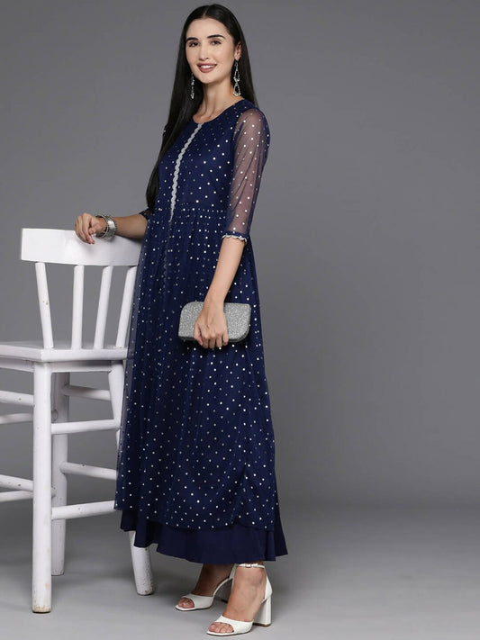 Ahalyaa Women's Traditional wear Ethnic Dress - Navy Blue | Swadesiicart