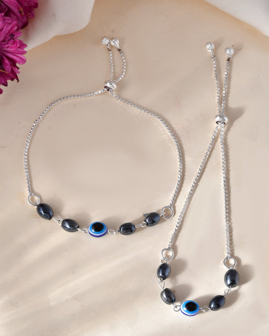 Jewels Nest Stylish Oxidized Silver & Blue Beaded Anklet – Elegant & Trendy | Swadesiicart