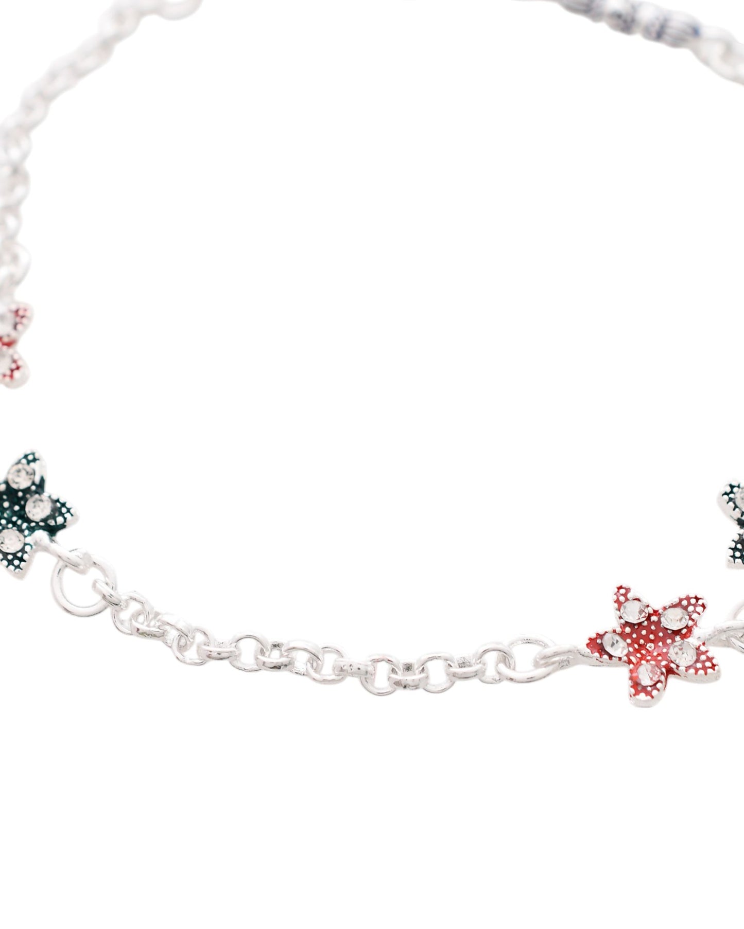 Jewels Nest Elegant Silver-Plated Star Charm Chain Anklet | Swadesiicart