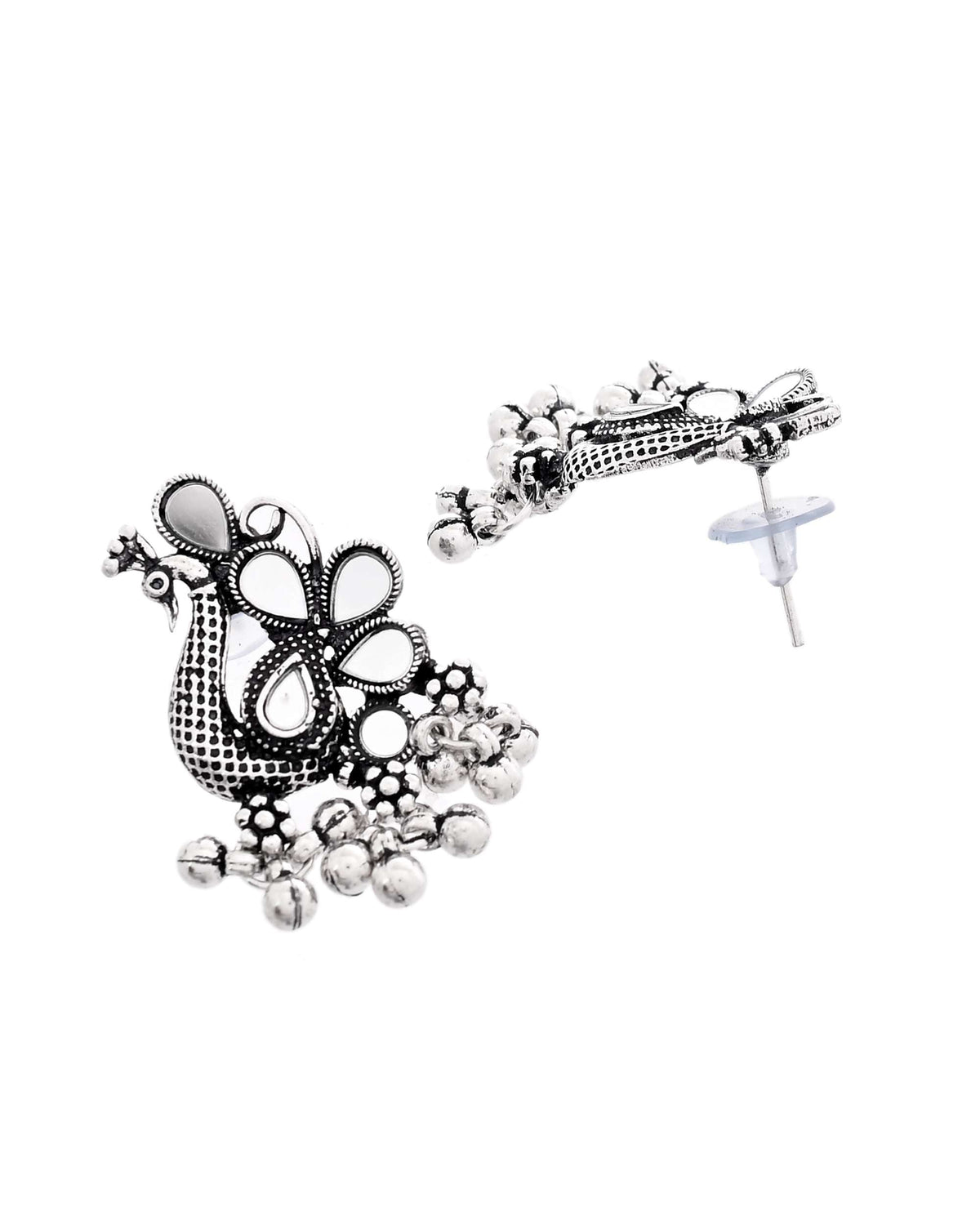 Jewels Nest Antique Long Oxidised Necklace Set with Statement Pendant