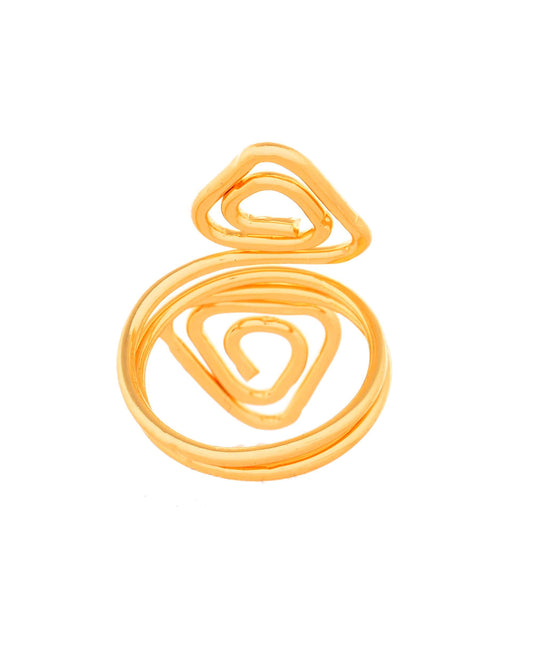 Jewels Nest Gold-Plated Textured Triple-Layer Adjustable Finger Ring | Anti-Tarnish Geometric Statement Ring for Women