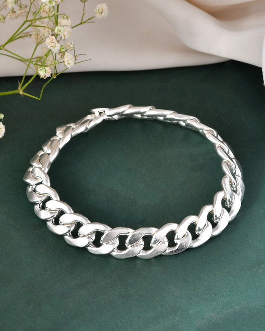 Jewels Nest Stylish Silver-Plated Chain Bracelet - Swadesiicart