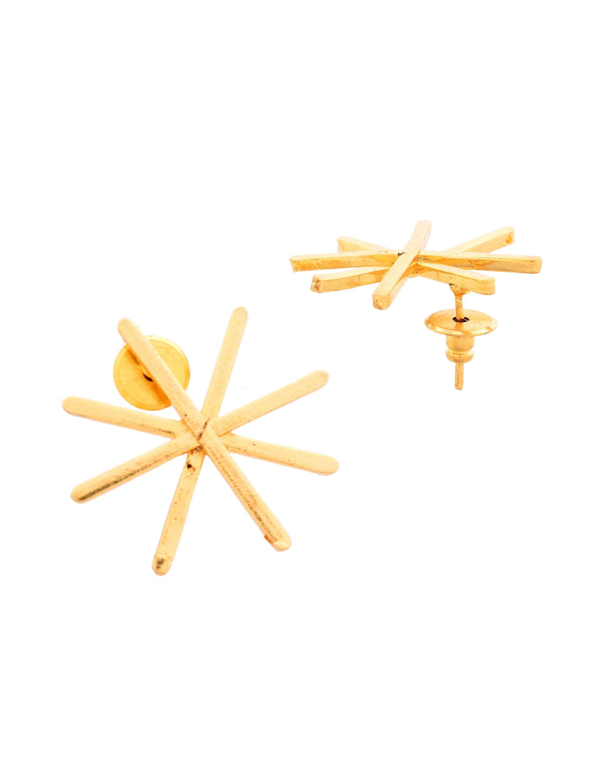 Jewels Nest Gold-Plated Statement Starburst Stud Earrings | Anti-Tarnish Bold Geometric Earwear for Women