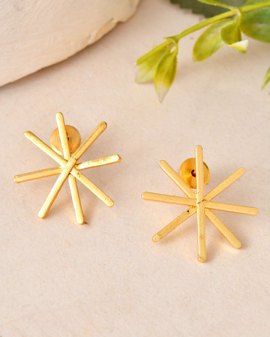 Jewels Nest Gold-Plated Statement Starburst Stud Earrings | Anti-Tarnish Bold Geometric Earwear for Women - Swadesiicart