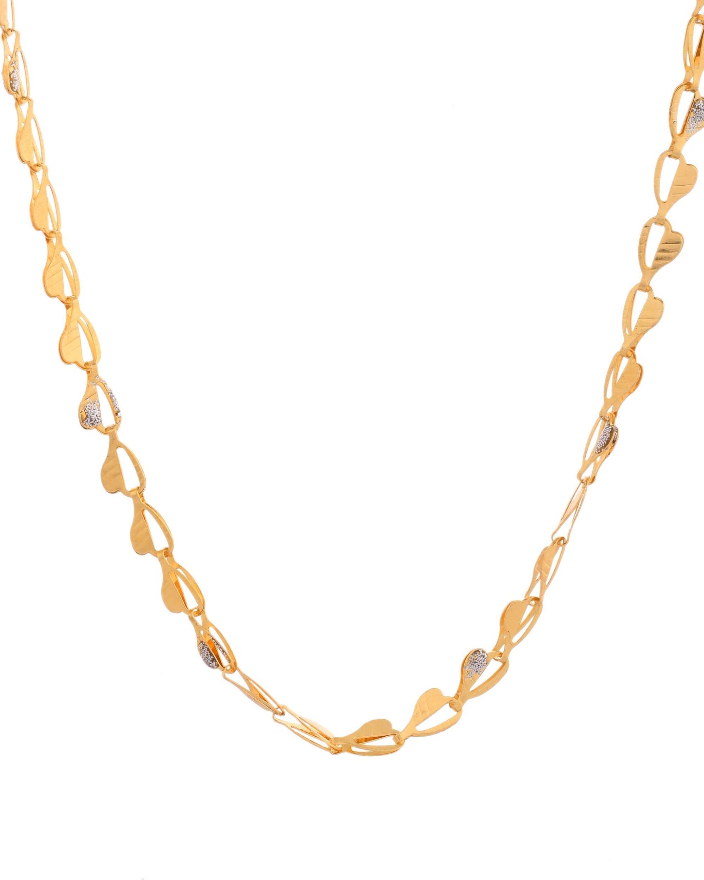 Jewels Nest Gold-Toned Heart Leaf Pattern Chain Necklace - Swadesiicart