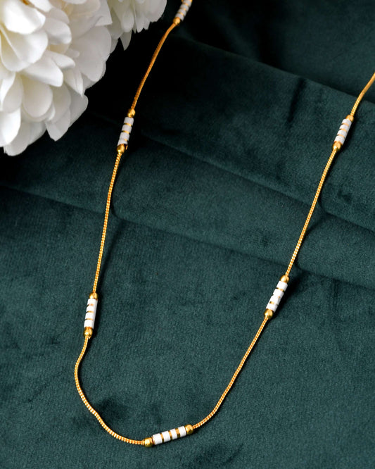 Jewels Nest Dual-Tone Cylinder Beads Gold Chain - Swadesiicart