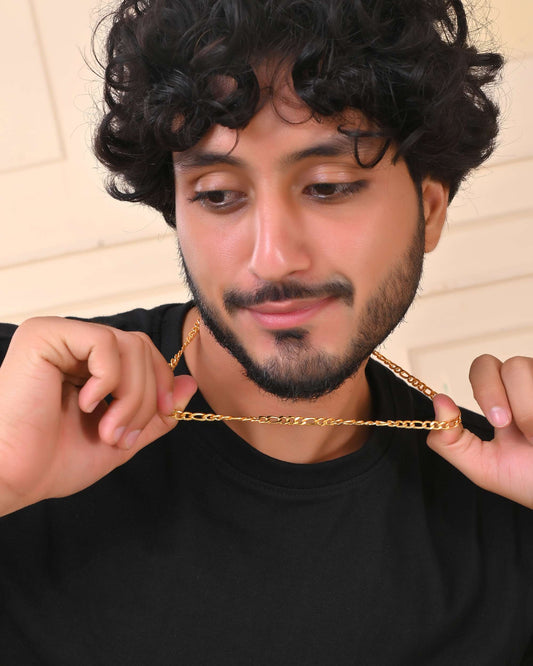 Jewels Nest Unisex Gold Figaro Chain Necklace - Swadesiicart