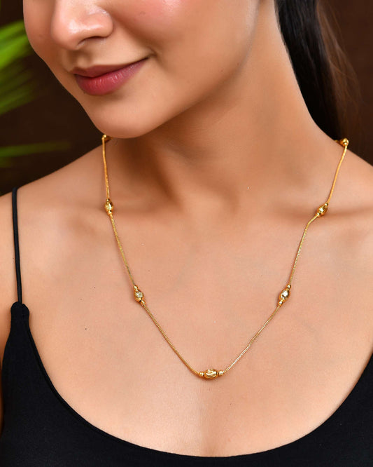 Jewels Nest Designer Oval Bead Chain in Gold Finish