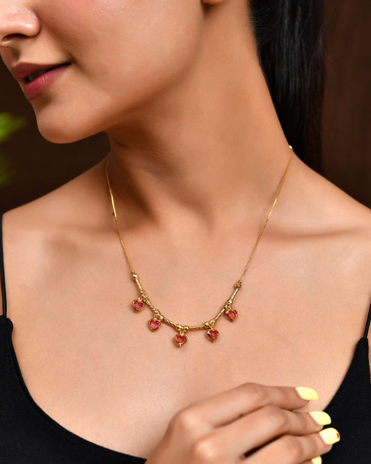 Jewels Nest Love-Inspired Gold Chain with Dainty Heart Drops