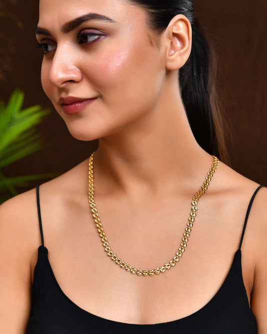 Jewels Nest Statement Gold-Plated Chain with Smooth Rounded Beads