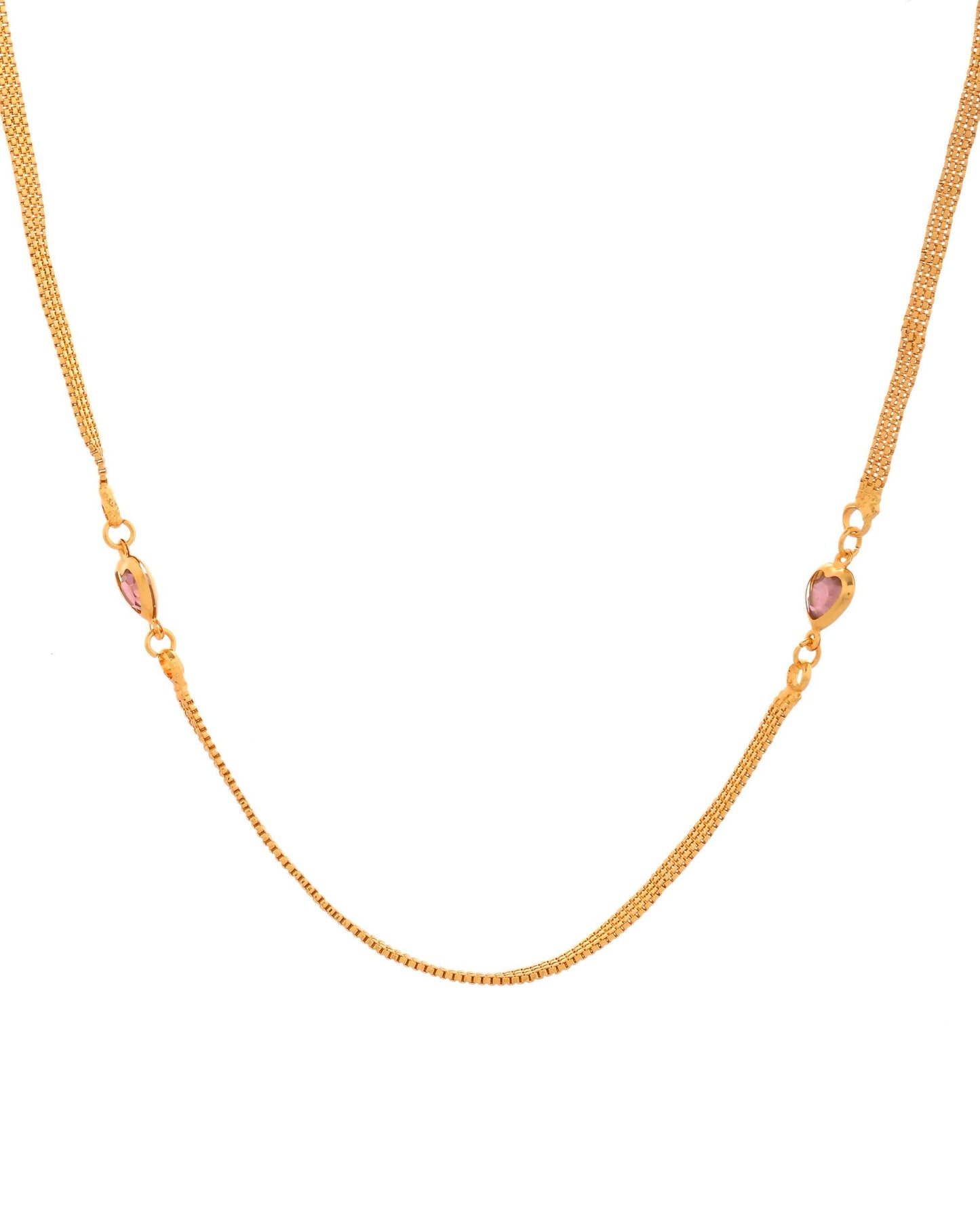 Jewels Nest Gold Plated Chain with Purple Heart Charms – Romantic Design - Swadesiicart