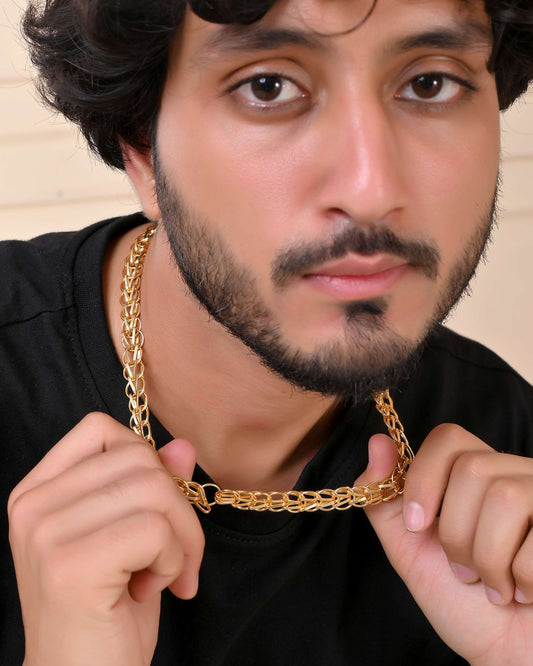 Jewels Nest Heavy Look Gold Chain with Dual-Layer Design