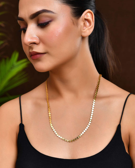 Jewels Nest Flat Coin-Link Chain in Gold Finish – Unisex Minimalist Jewelry