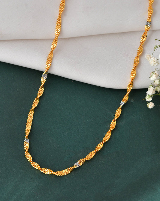 Jewels Nest Elegant Gold-Polished Twisted Brass Chains with Sparkling Silver Accents | Swadesiicart