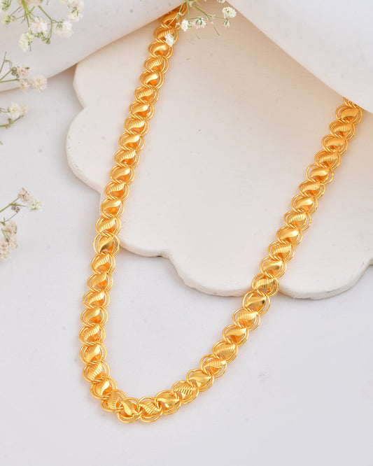 Jewels Nest Elegant Gold-Polished Lotus Link Chain – Premium Brass Jewelry Chain | Swadesiicart
