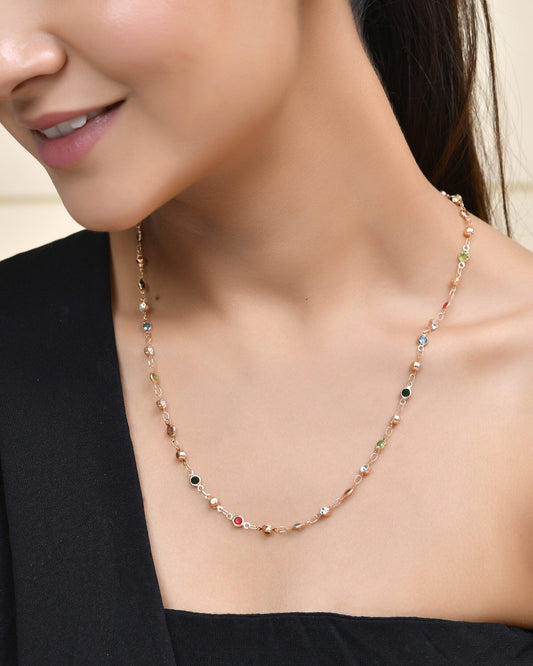 Jewels Nest Exquisite Gold-Tone Multi-Stone Embellished Chain for Men & Women | Swadesiicart