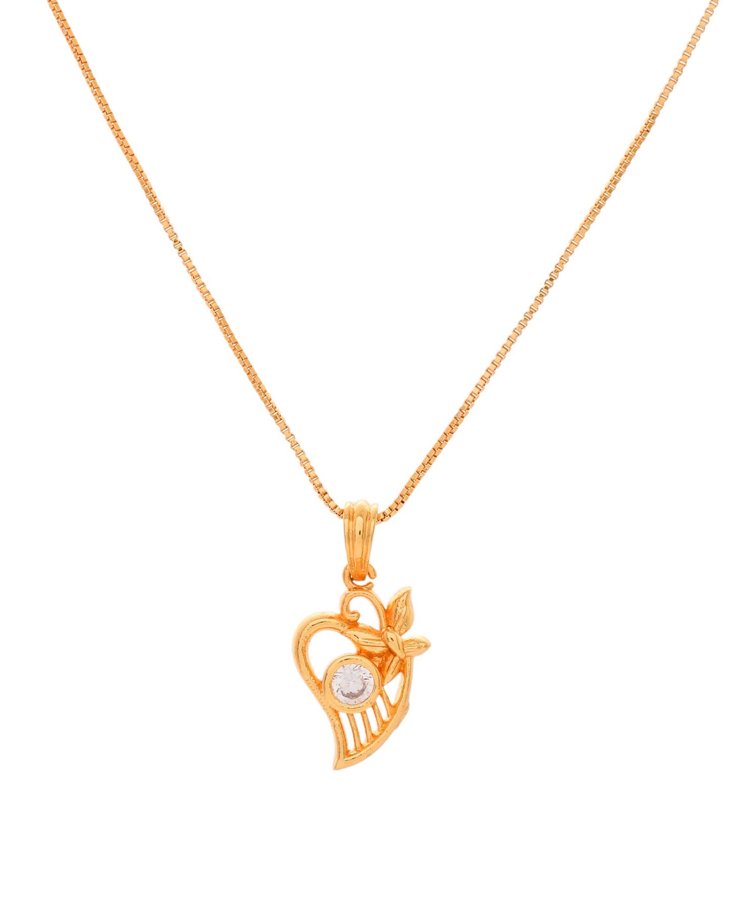 Jewels Nest Elegant Gold-Polished Couple Pendant Set