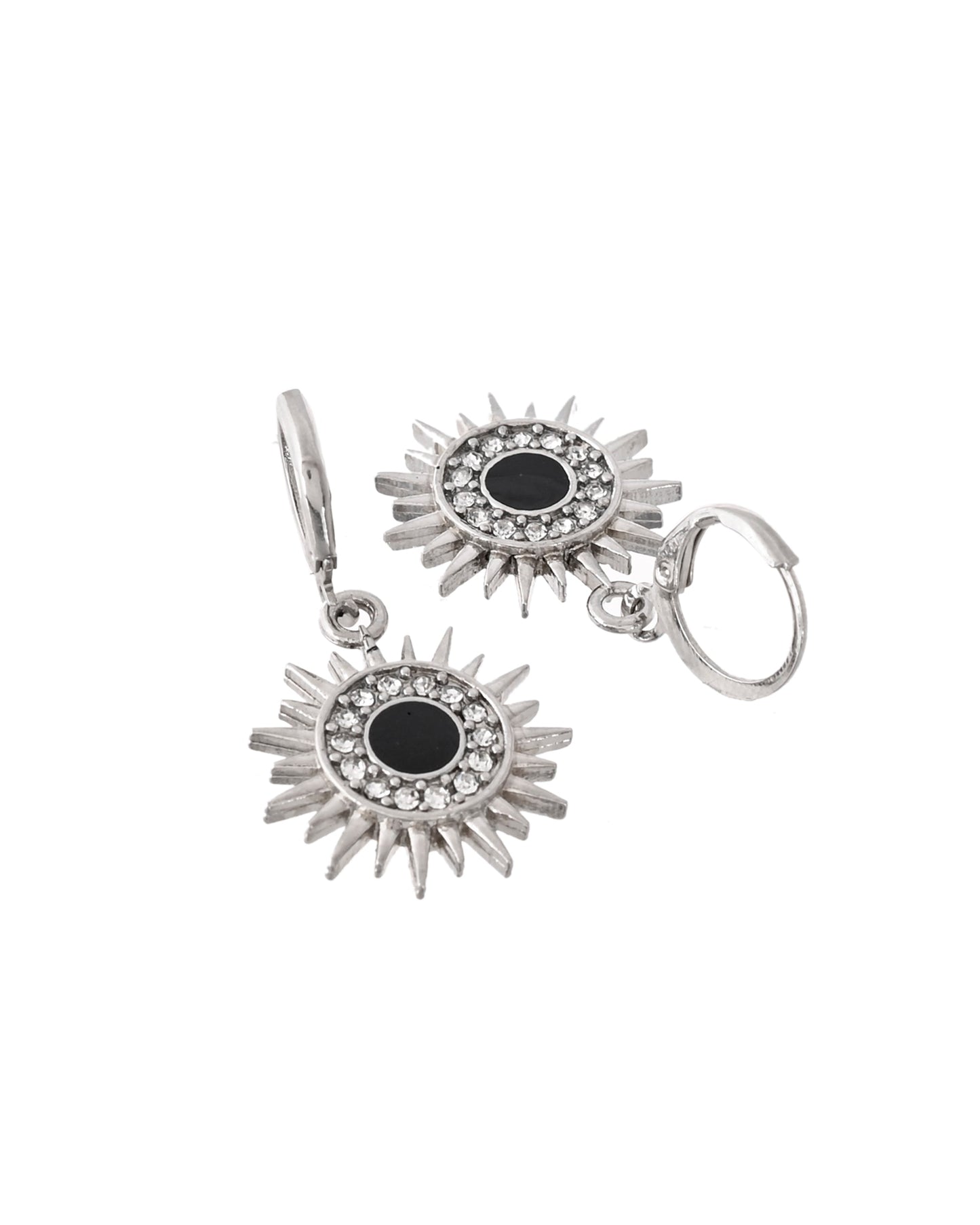 Jewels Nest Stainless Steel Evil Eye Sunburst Dangle Earrings with Crystal Embellishments - Swadesiicart