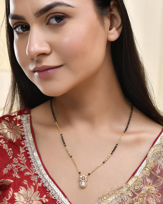 Jewels Nest Elegant Floral Pendant Gold-Polished Mangal Sutra | Swadesiicart
