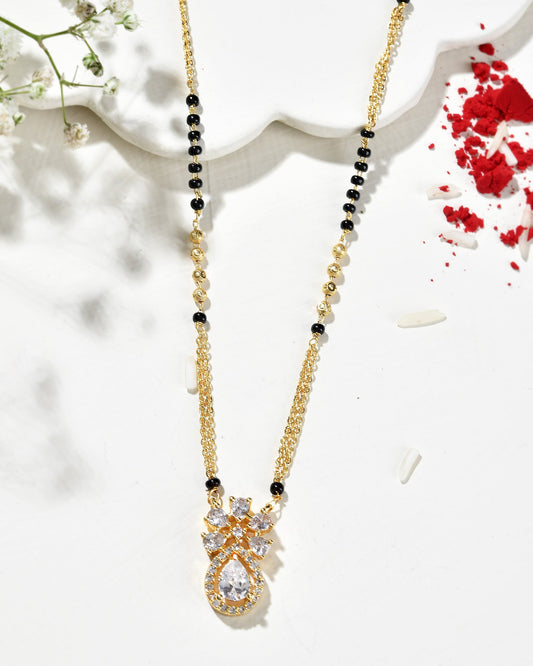 Jewels Nest Elegant Floral Pendant Gold-Polished Mangal Sutra | Swadesiicart