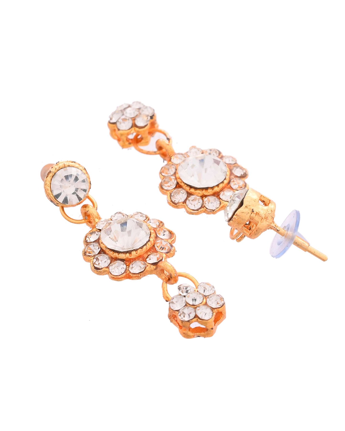 Jewels Nest Glamorous Gold-Plated Crystal Bridal Necklace Set with Earrings & Maang Tikka - Swadesiicart